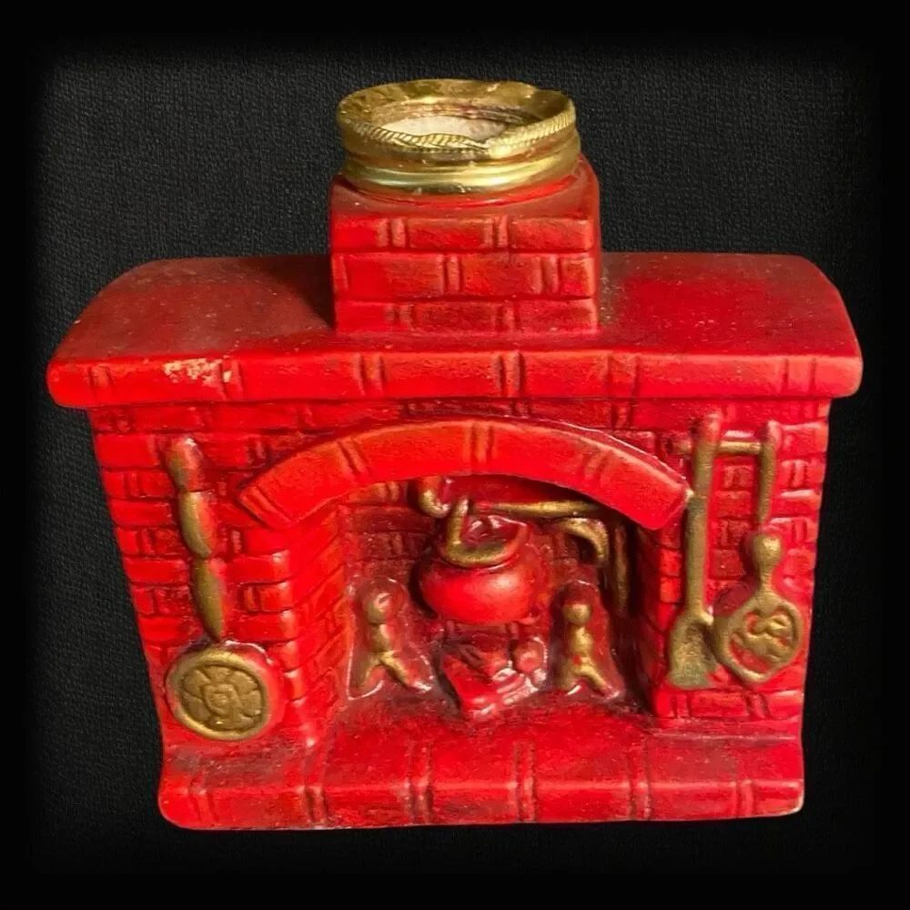 Vintage Red Fireplace Kerosene Lamp Base